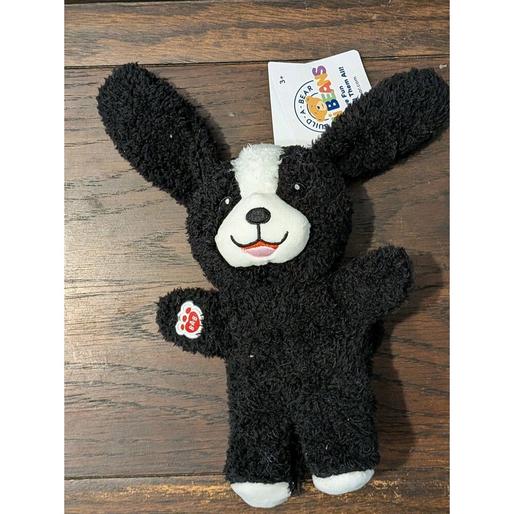 Build-a-Bear Mini Beans Playtime Puppy Black Dog Plush w/Tags 7"
